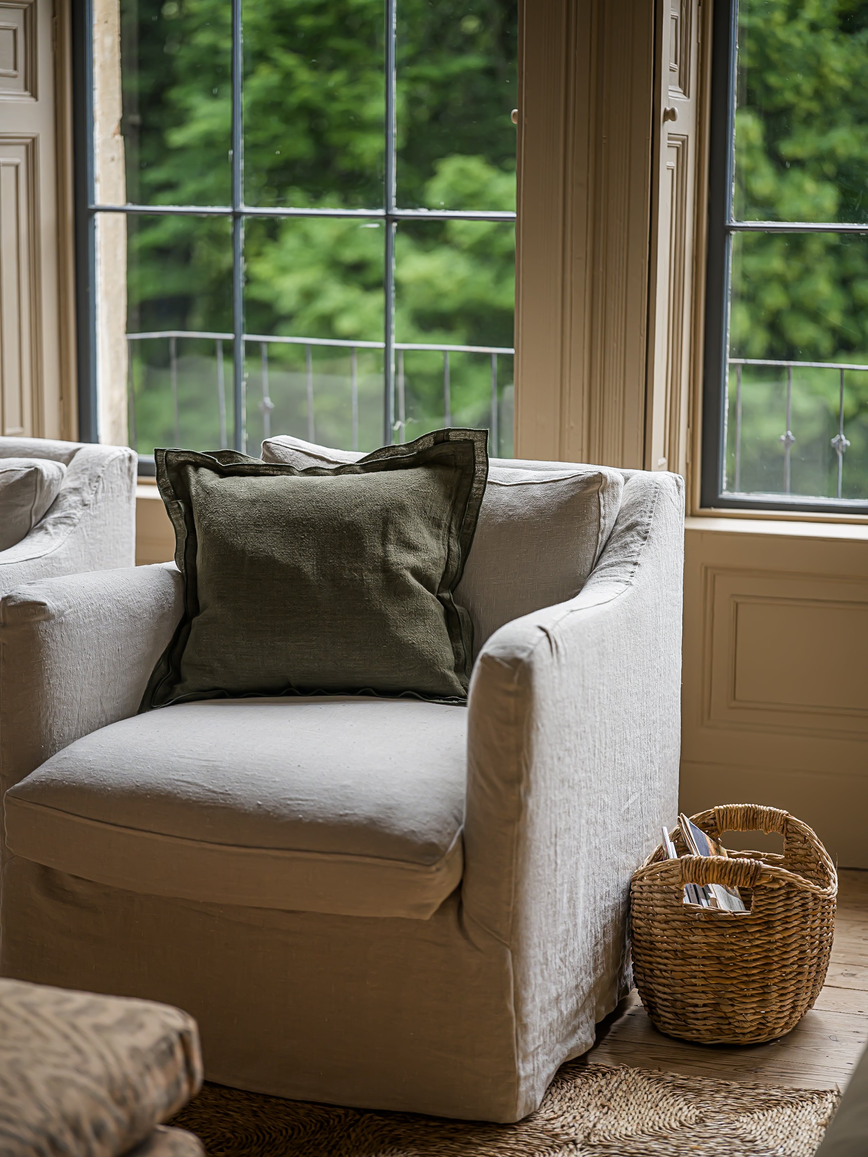 The Norfolk Collection | The Salthouse Linen Cushion | Fen Moss