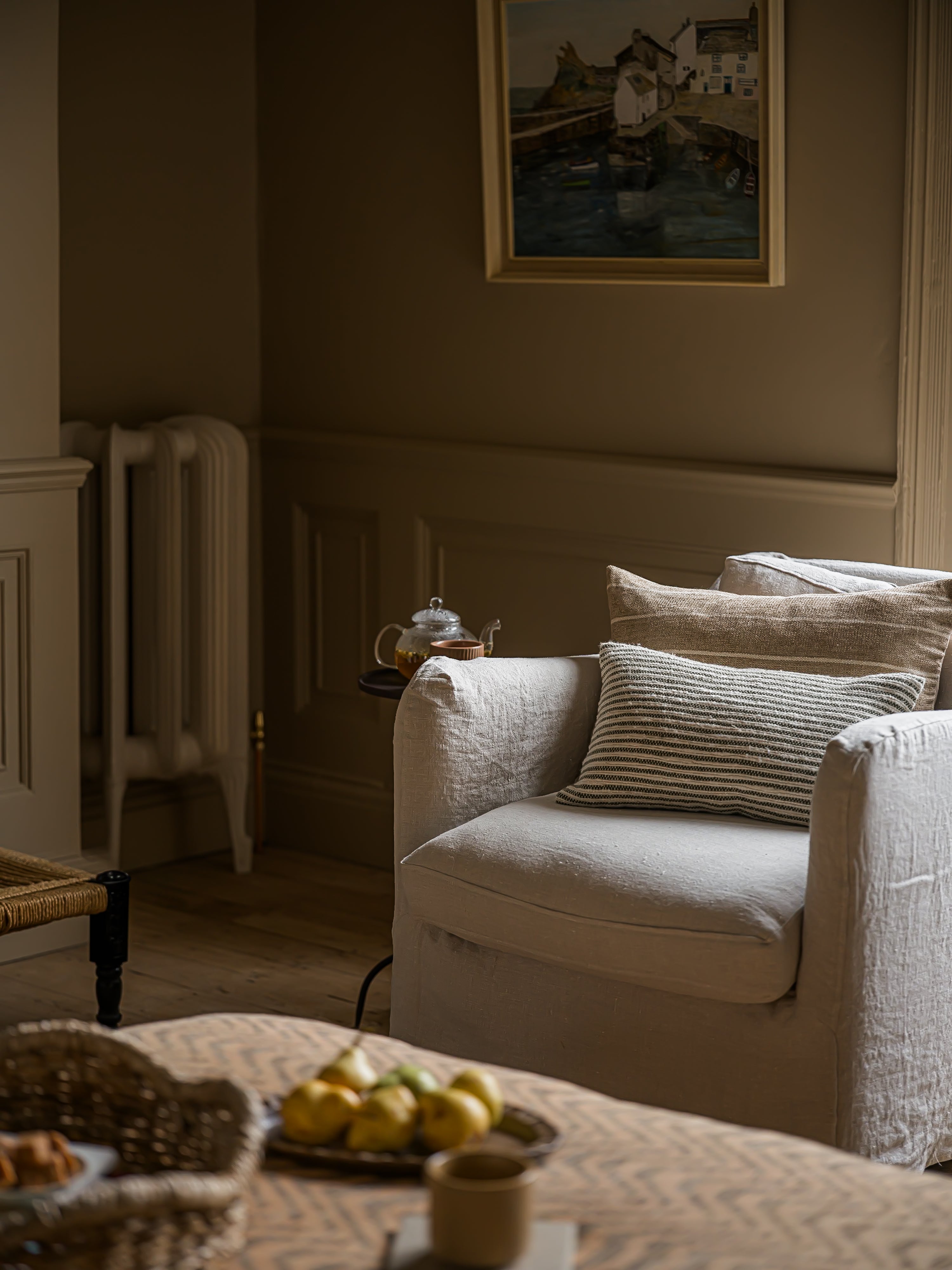 The Norfolk Collection | Wells Fine Stripe Cushion | Fen Moss