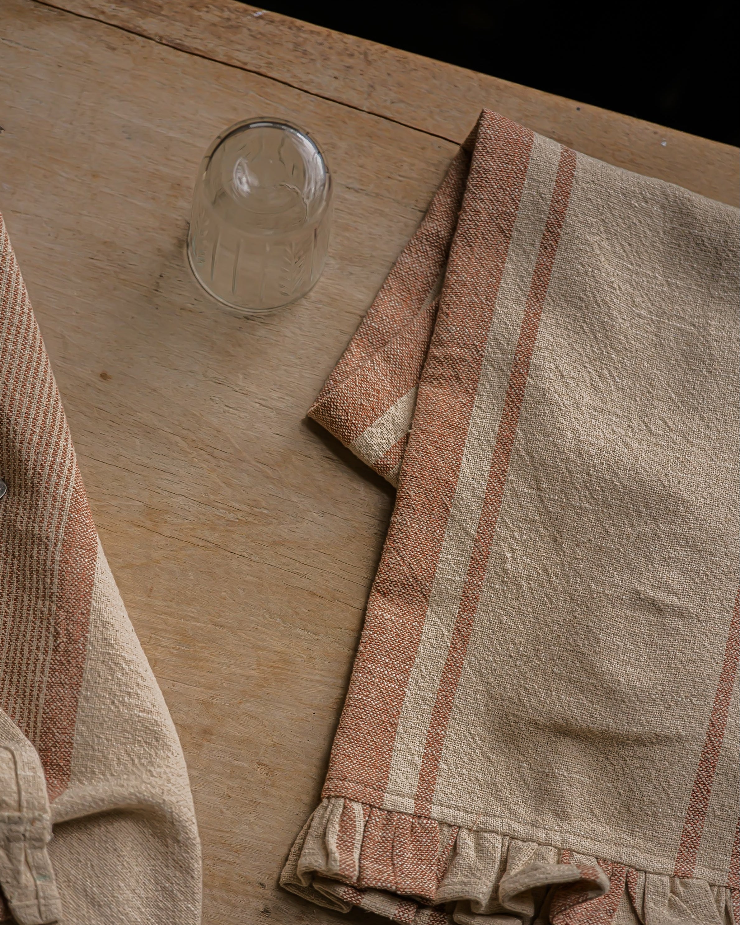 The Rustic Stripe Tea Towel 2 Pack | Brick