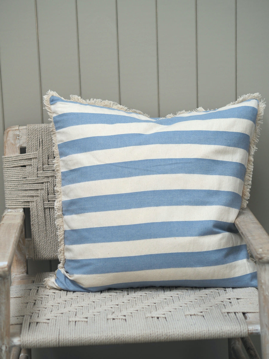 Blue Rope Cushion Bold Stripe Cushion Light Blue 60 x 60cm – Gathered Living