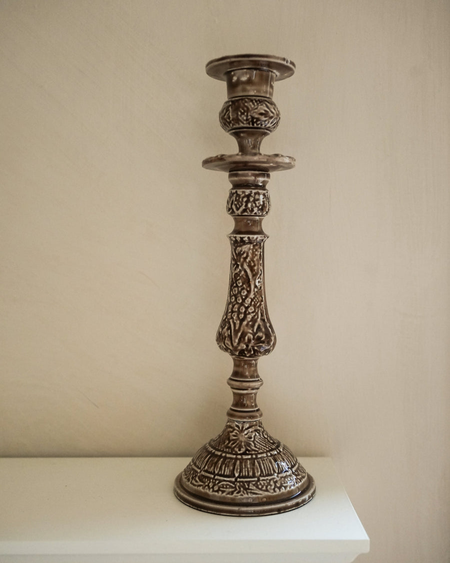 Enamel Candlestick large - Chocolate