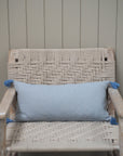 Cotton Herringbone Breakfast Cushion Blue 60 x 30cm