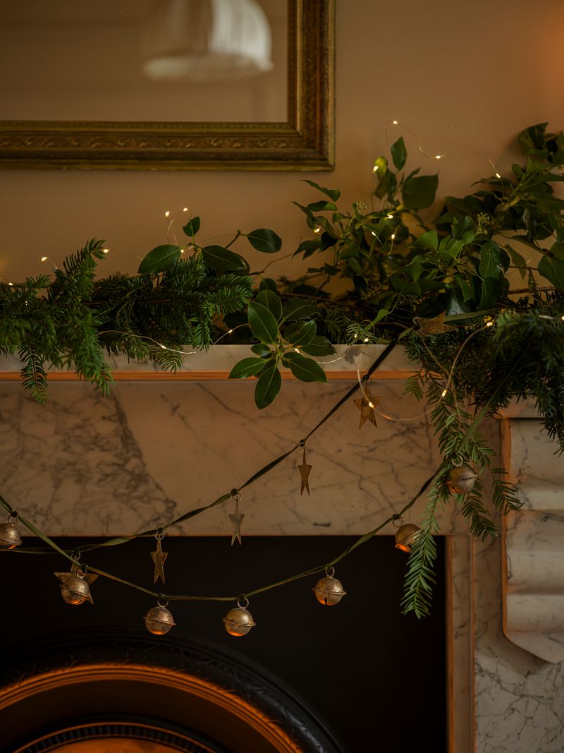 Jingle Bell Garland on velvet ribbon