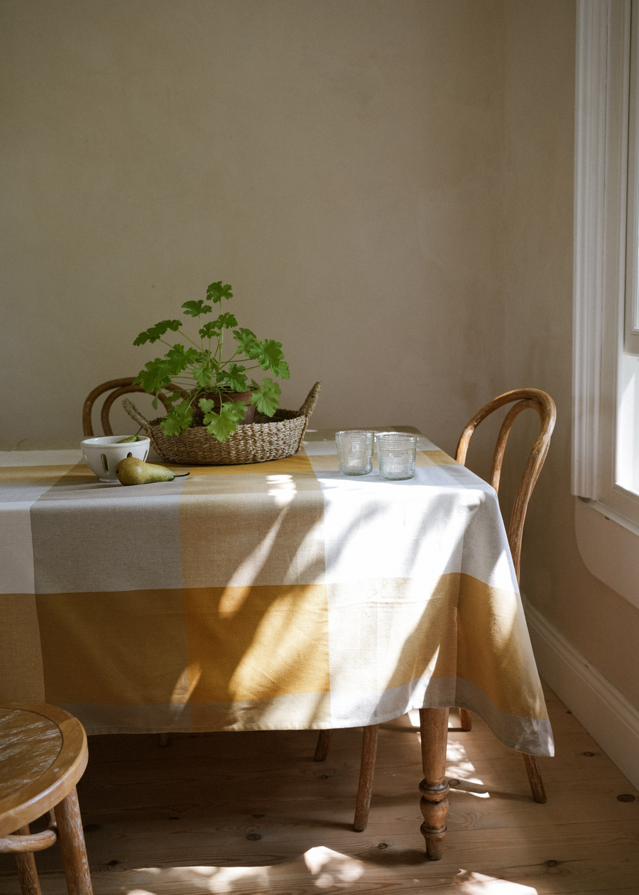 Herb Giant Check Tablecloth Mustard