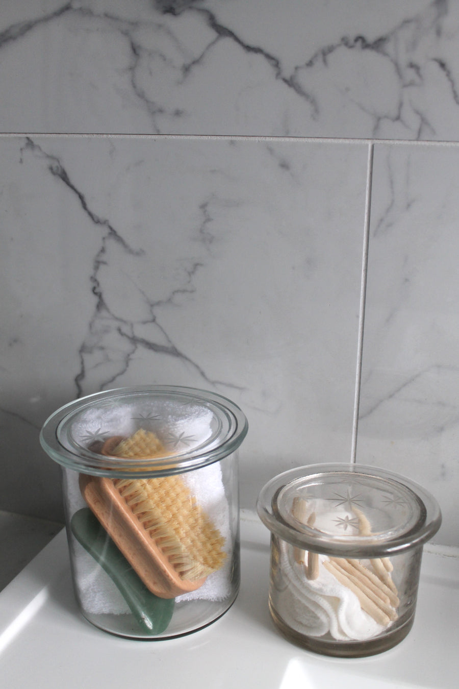 Large Jar with Star Etched Lid