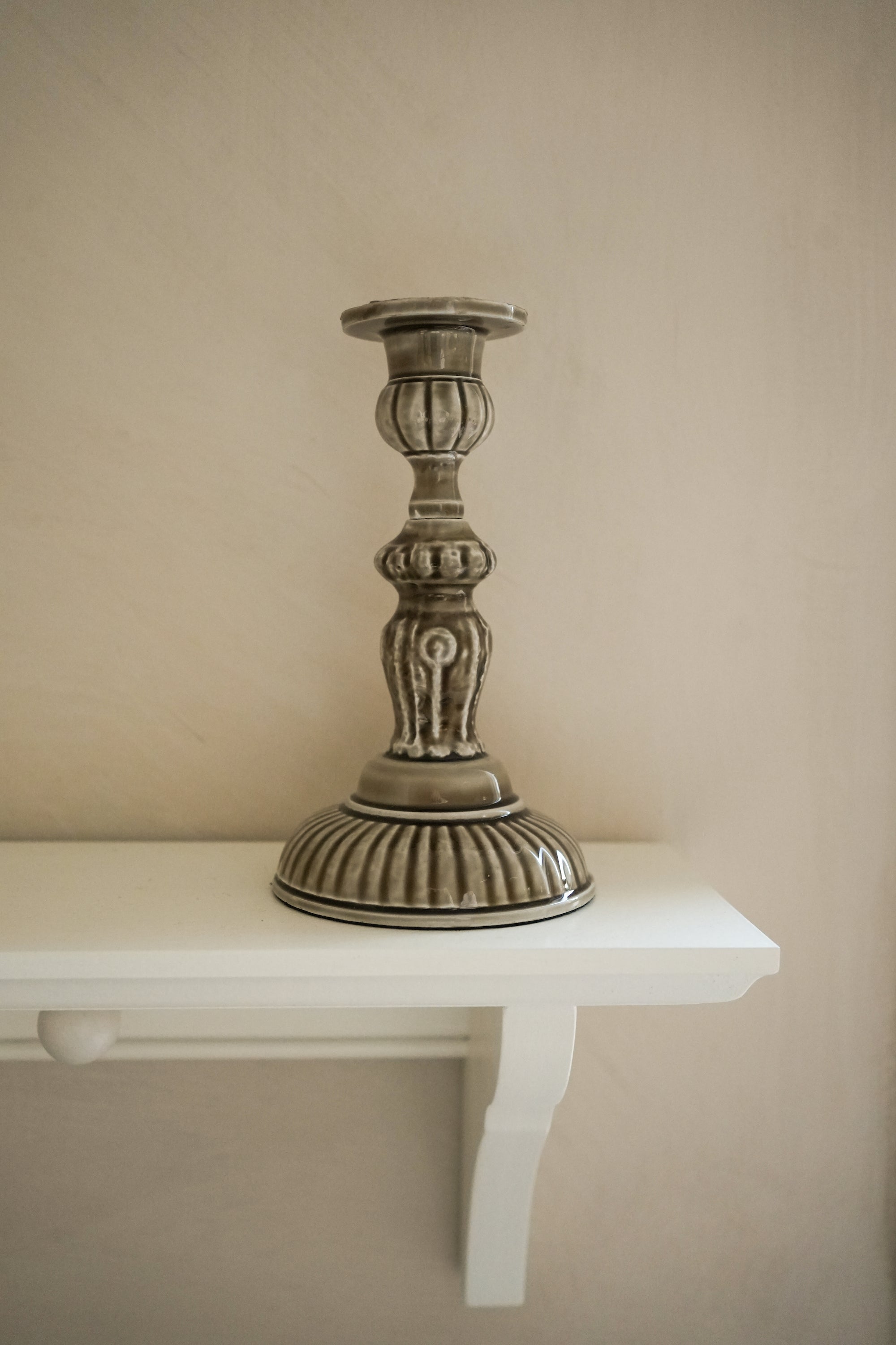 Enamel Candlestick Small - Taupe