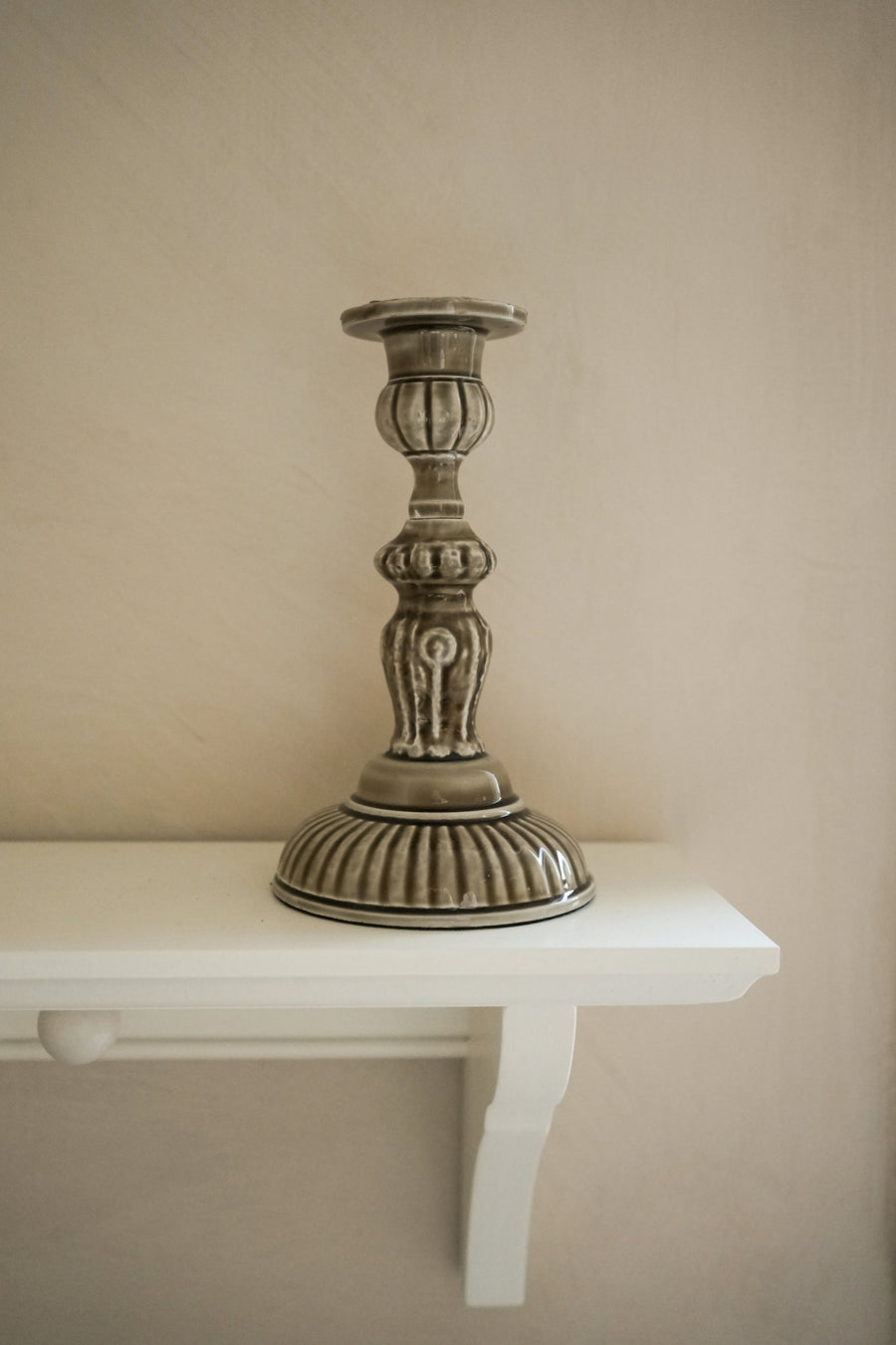 Enamel Candlestick Small - Taupe