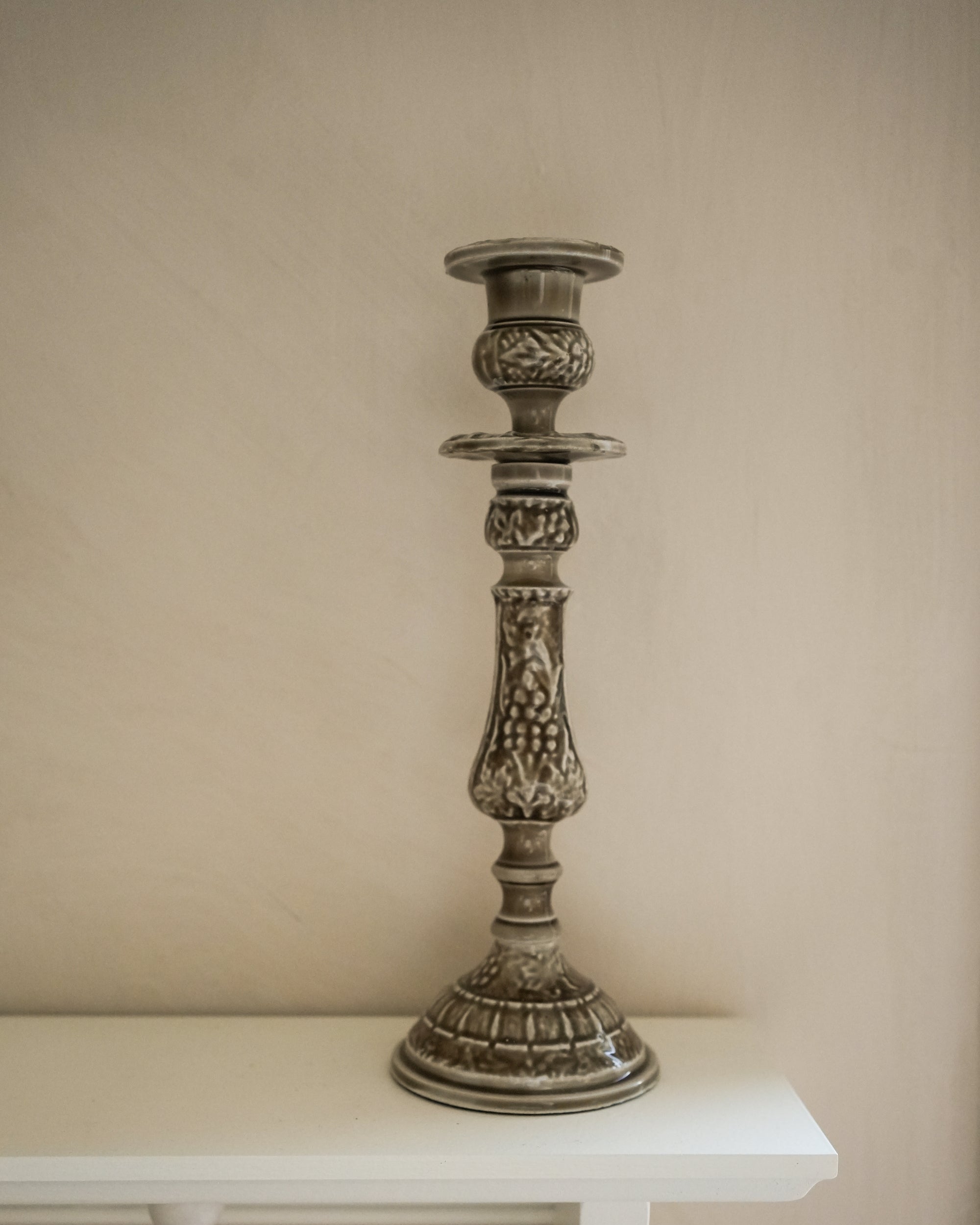 Enamel Candlestick Large - Taupe