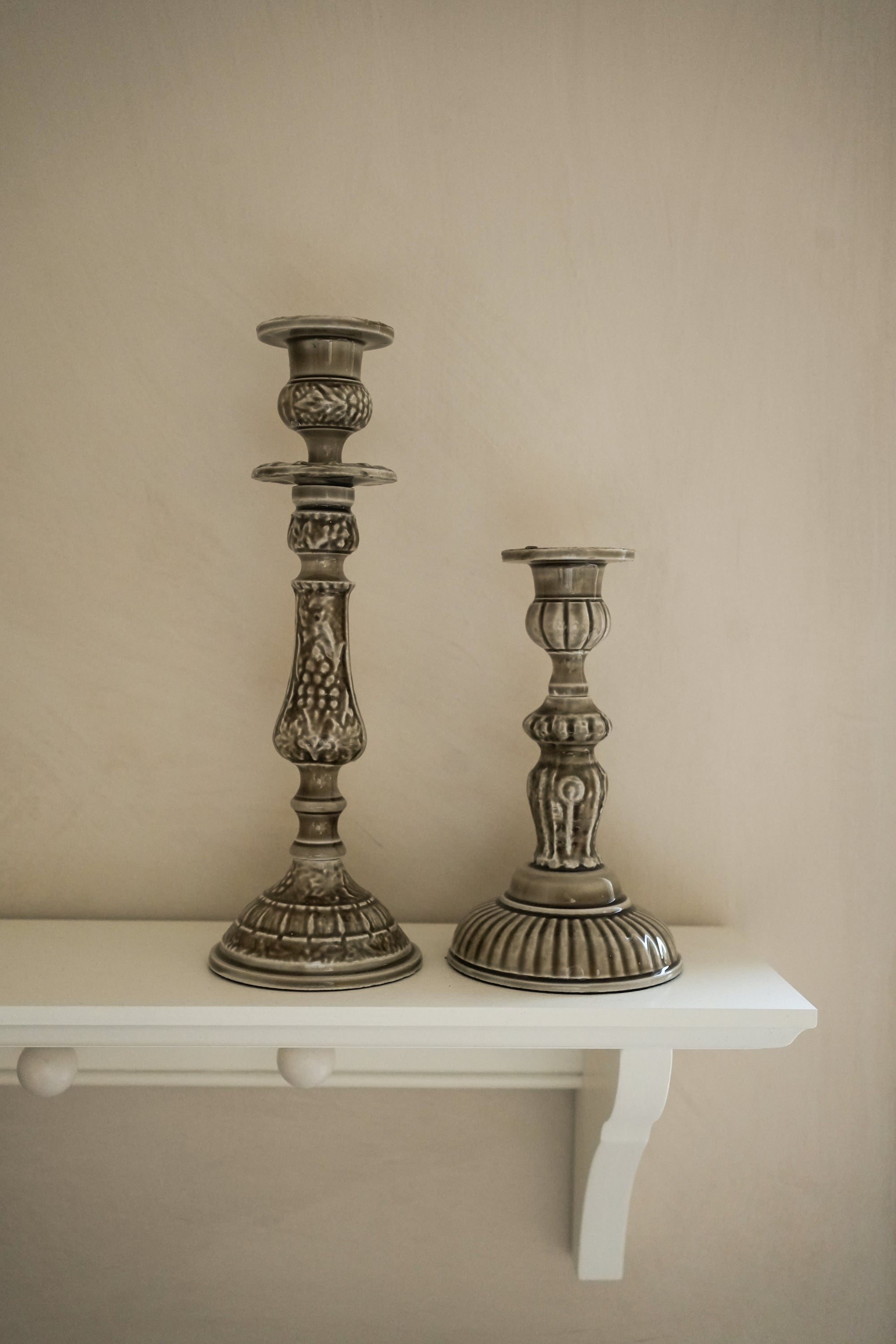 Enamel Candlestick Large - Taupe