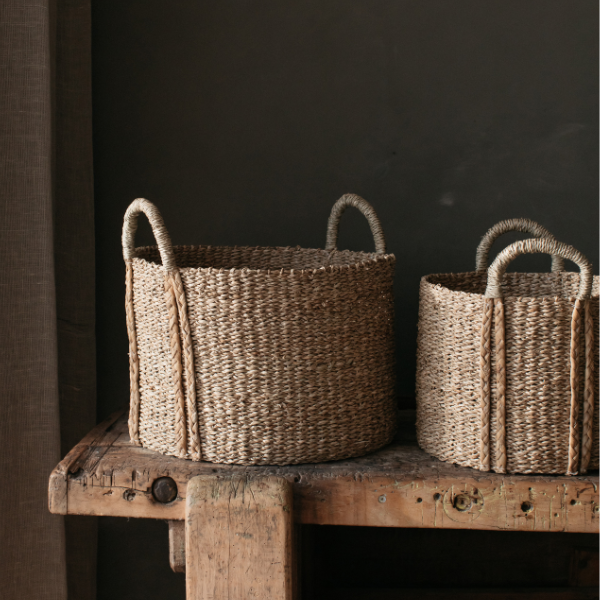 Nousta Seagrass Storage Basket with plaited handles | Large