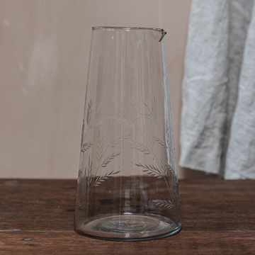 Fern Etched Tapered Glass Jug