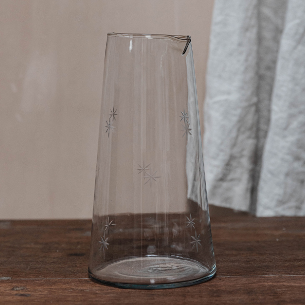 Star Etched Tapered Glass Jug