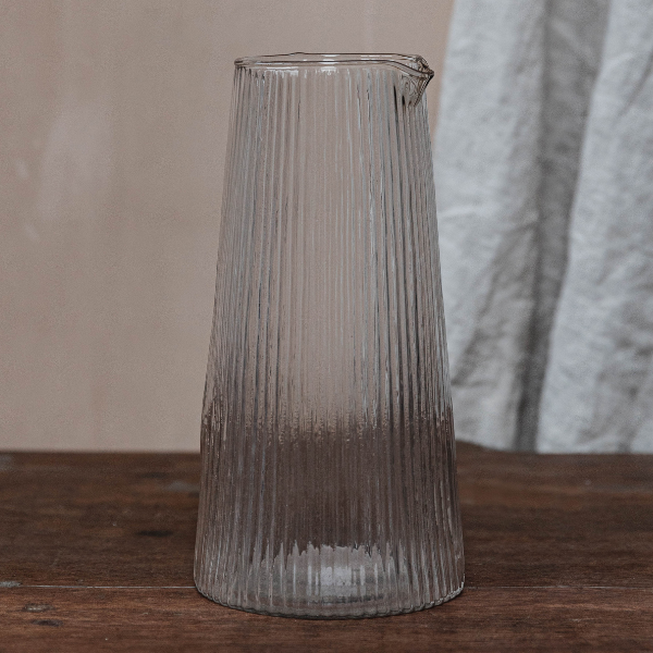 Ribbed Tapered Glass Jug