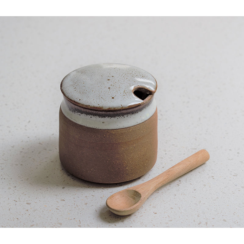 Stoneware Sugar Pot with Spoon | Tawny