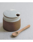 Stoneware Sugar Pot with Spoon | Milk White