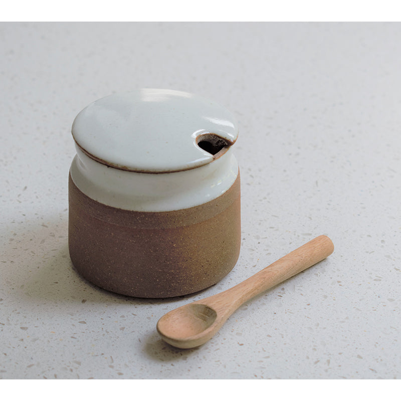 Stoneware Sugar Pot with Spoon