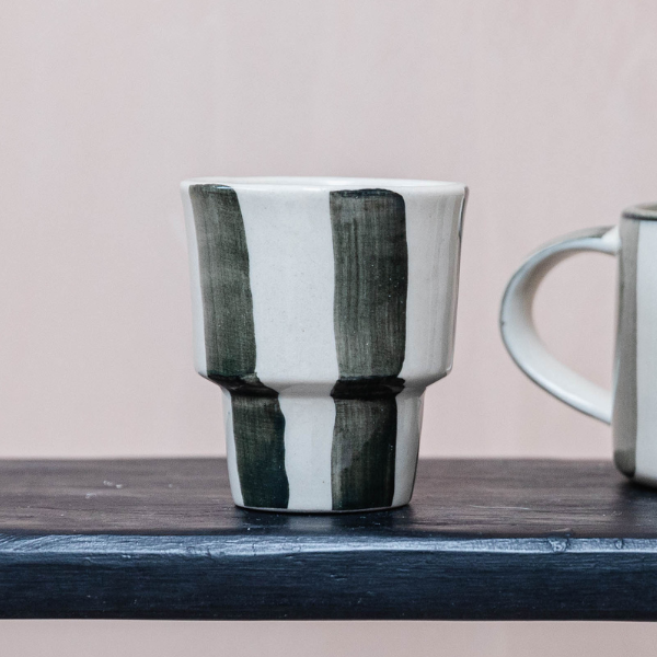 Washed Stripe Coffee Beaker | Forest